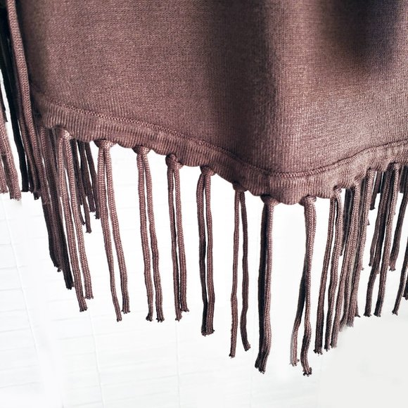 Chelsea & Theodore Fringed Cardigan Sweater Mocha Brown Size XL - Picture 4 of 9